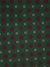 SAVERY Green 3 Fold Tie in Luxury Printed Silk